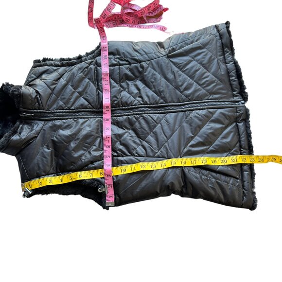 Nicole Miller Womens Black Faux Fur Quilted Reversible Sleeveless Vest Small - Picture 7 of 14